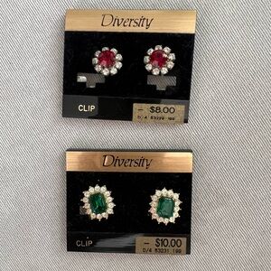 NWT, set of 2 pairs of Diversity Red and Green Clip Earrings